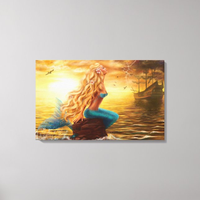 Canvas Print Fantasy mermaid at sunset (Front)