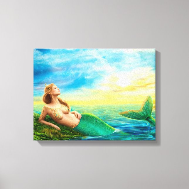 Canvas Print Fantasy mermaid on sunset (Front)