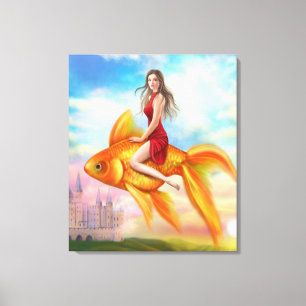 Canvas Print Fantasy Princess and the Golden Fish