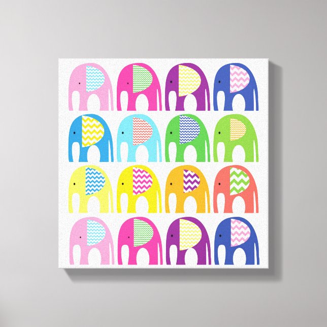 Canvas Print - Multi Colored Elephants (Front)