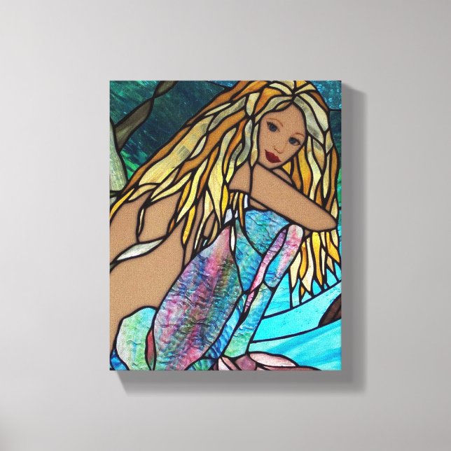 Canvas Print - Painted Stain Glass Mermaid (Front)