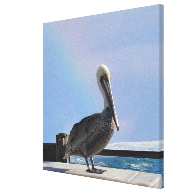 Canvas Print - Pelican on Pier