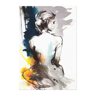 Canvas Print: Silhouette of a Woman Sitting