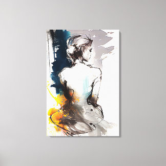 Canvas Print: Silhouette of a Woman Sitting Print