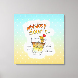 CANVAS PRINTS - WHISKEY SOUR RECIPE COCKTAIL ART