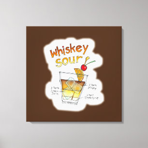 CANVAS PRINTS - WHISKEY SOUR RECIPE COCKTAIL ART