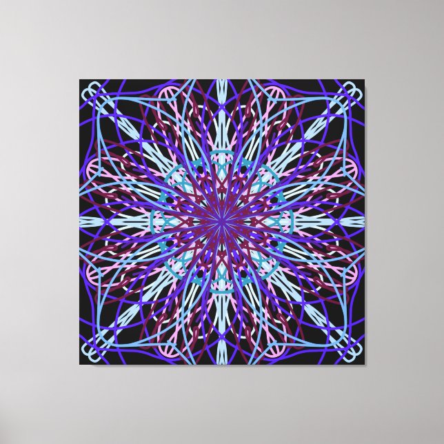 Canvas, Purple Black Kaleidoscope Mandala Art Canvas Print (Front)