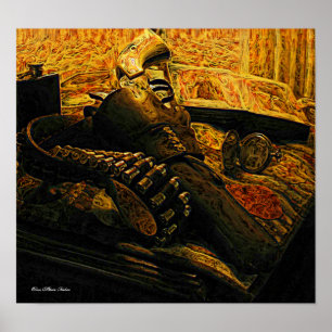 Canvas ready for framing of Gun and Holster Poster