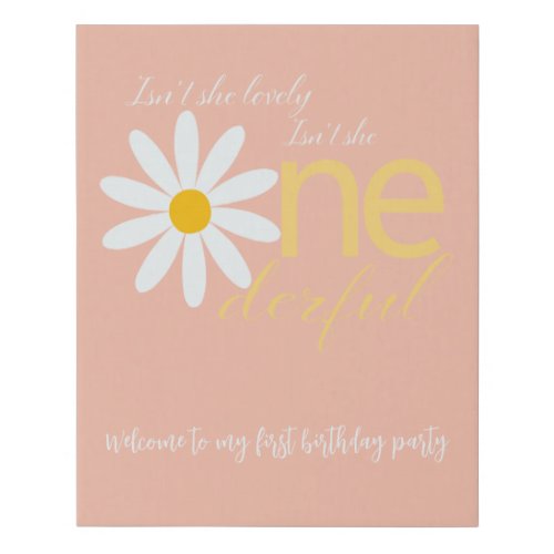 Canvas Table Sign for One derful first birthday 