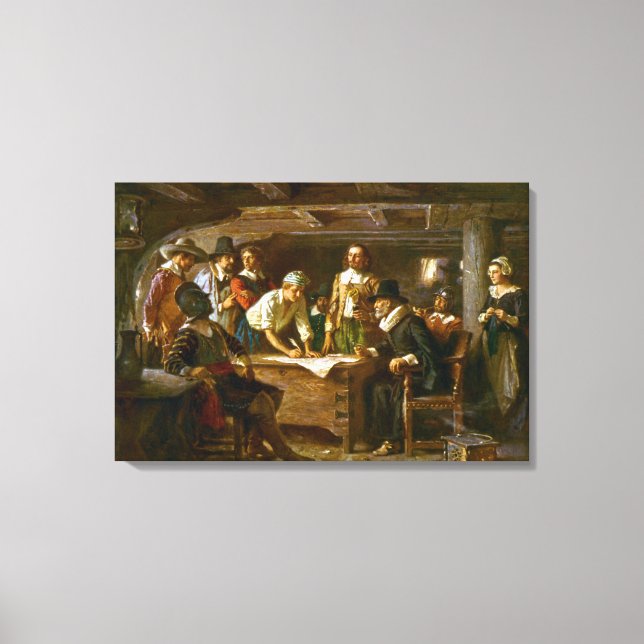 Canvas The Mayflower Compact 1620 Jean Leon Ferris Print (Front)