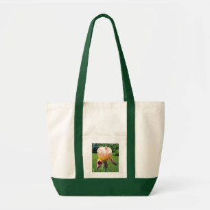 Canvas tote bag, peach and purple Iris flower Bag