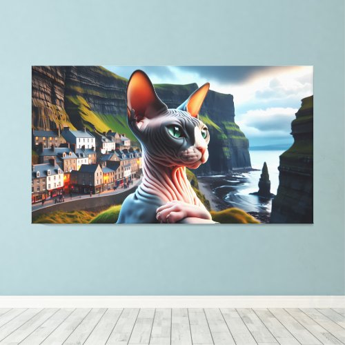 Canvas Wall Art Cliffs of Moher Ireland Sphynx Cat