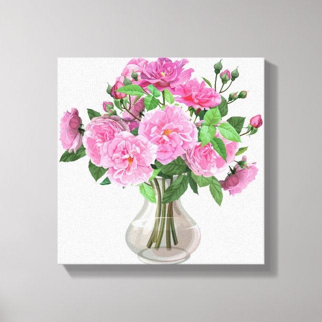 Canvas Wall Art-Pink Roses Print (Front)