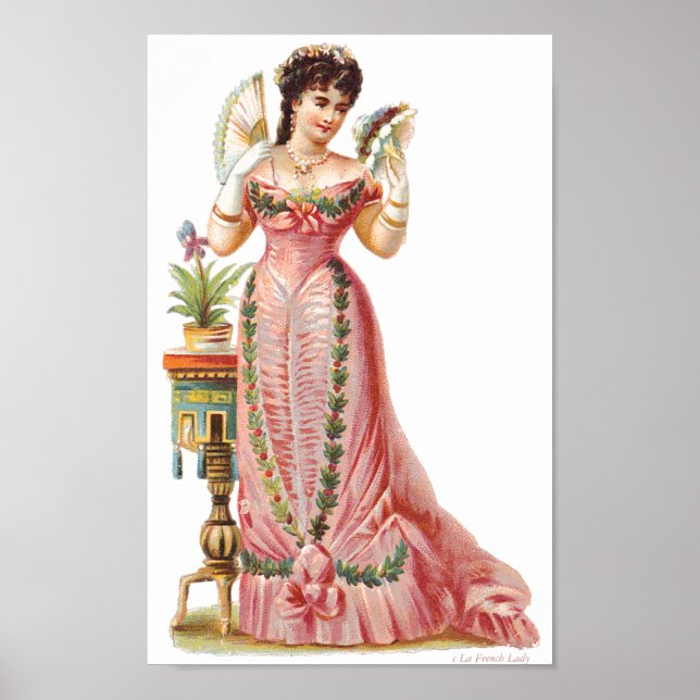 CANVAS WALL ART VICTORIAN ERA FRENCH LADY WITH FAN (Front)