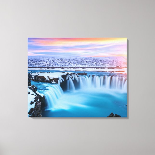 Canvas Wall Art-Waterfall-Iceland Print (Front)