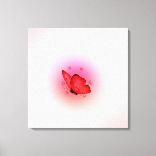 Canvas wall painting butterfly in red Colour Print