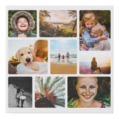 Canvas Wall Piece 9 Photos Template Rounded White