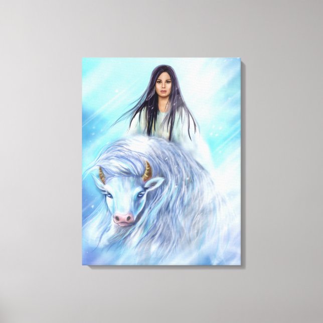 Canvas White Buffalo Calf Woman Print (Front)