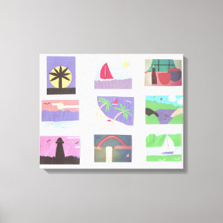 Canvas with Colorful Scenes Print