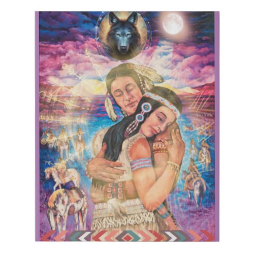 Canvas with Native American Indian Love Couple 