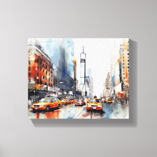 Canvas with New York City painted landscape