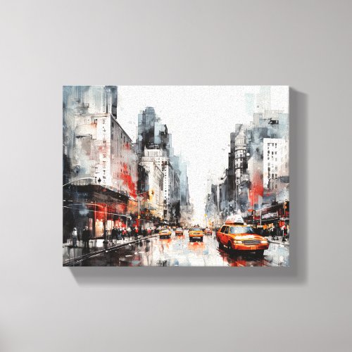 Canvas with New York City painted landscape