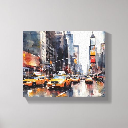 Canvas with New York City painted landscape