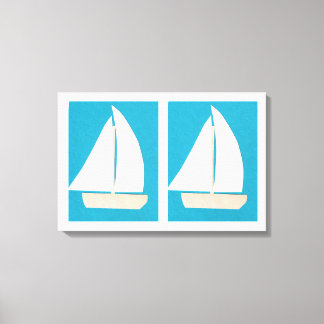 Canvas with Sailboats on a Turquoise Background Print