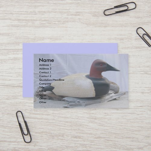 Canvasback Decoy 1 Business Cards