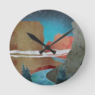 Canyon Birds Round Clock