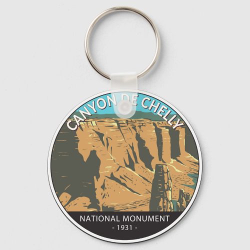 Canyon De Chelly National Monument Vintage Circle  Keychain