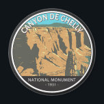 Canyon De Chelly National Monument Vintage Circle Magnet<br><div class="desc">Canyon De Chelly vector artwork design. The park features include Spider Rock spire,  about 800-feet tall,  and towering sandstone cliffs surrounding a verdant canyon.</div>