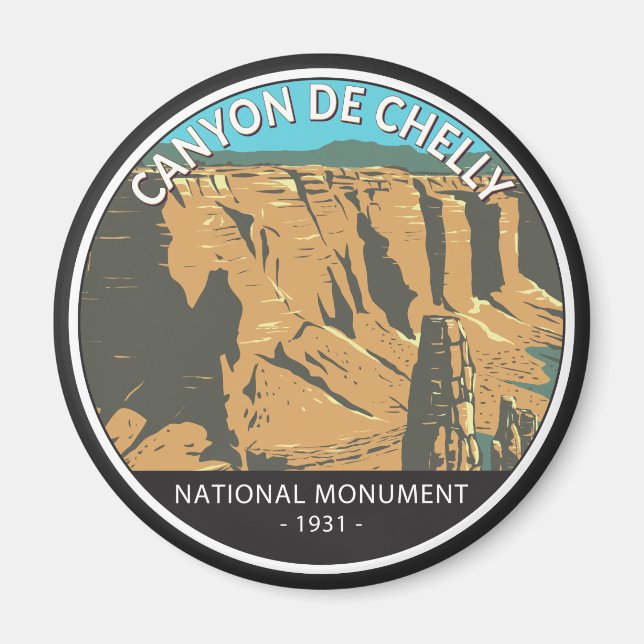 Canyon De Chelly National Monument Vintage Circle Magnet (Front)
