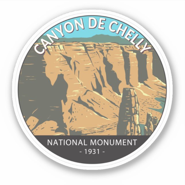 Canyon De Chelly National Monument Vintage Circle Sticker (Front)