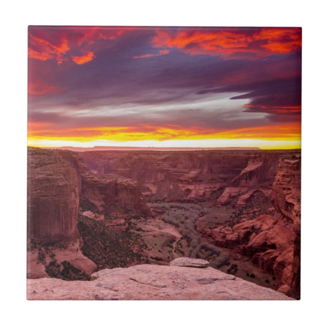 Canyon de Chelly, sunset, Arizona Ceramic Tile (Front)