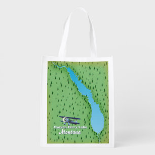 Canyon Ferry Lake Montana lake map Grocery Bag
