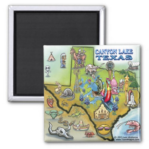 Canyon Lake TEXAS Map Magnet