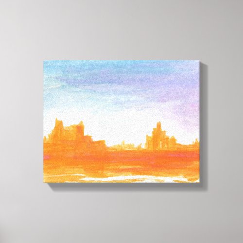 Canyon Landscape Orange blue Abstract painting art Canvas Print