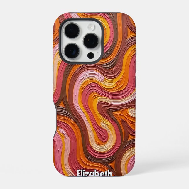 Canyon Layers: Abstract Impasto Iphone Case (Back)