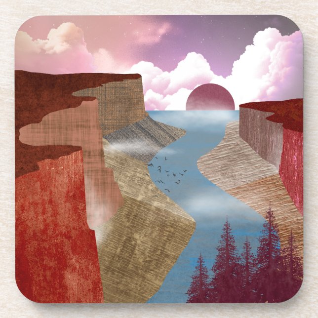 Canyon Ocean Landscape Beverage Coaster (Front)