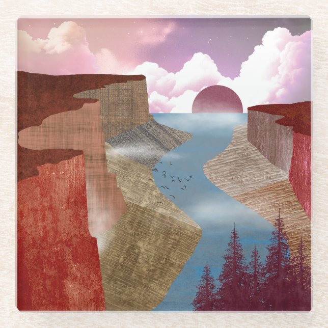 Canyon Ocean Landscape Glass Coaster (Front)