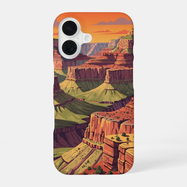 Canyon Rétro au Coucher du Soleil iPhone Case (Back)