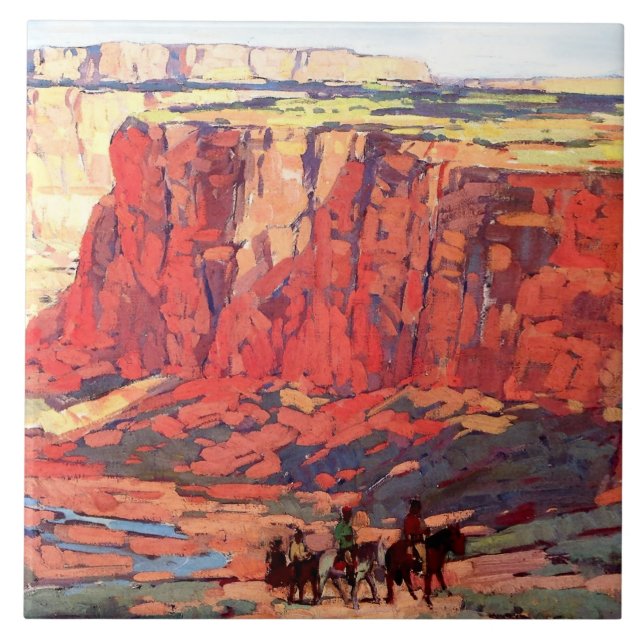 “Canyon Riders” Western art by Edgar Payne Ceramic Tile (Front)