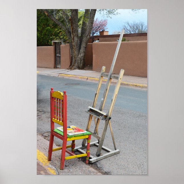 Canyon Road Artist Chair, Santa Fe Poster (Front)