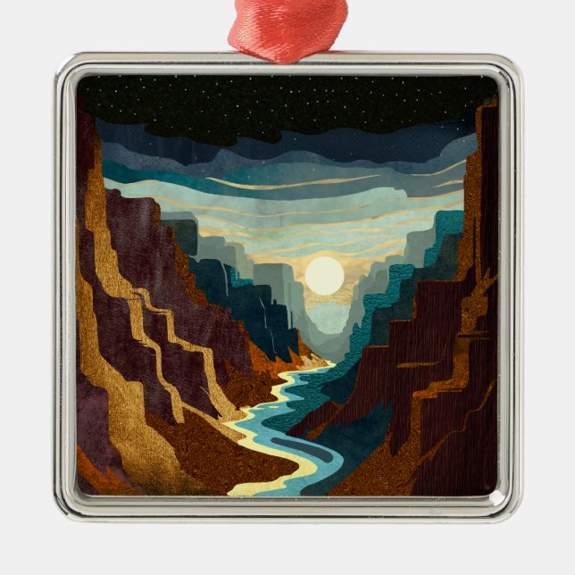 Canyon Sunset Landscape Metal Ornament (Front)