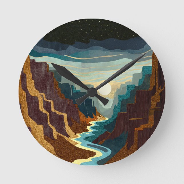 Canyon Sunset Landscape Round Clock (Front)