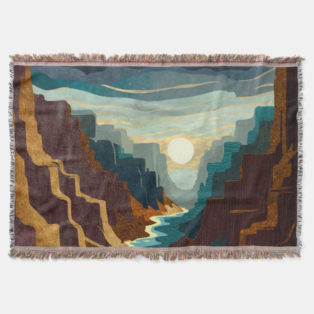 Canyon Sunset Landscape Throw Blanket (Front)