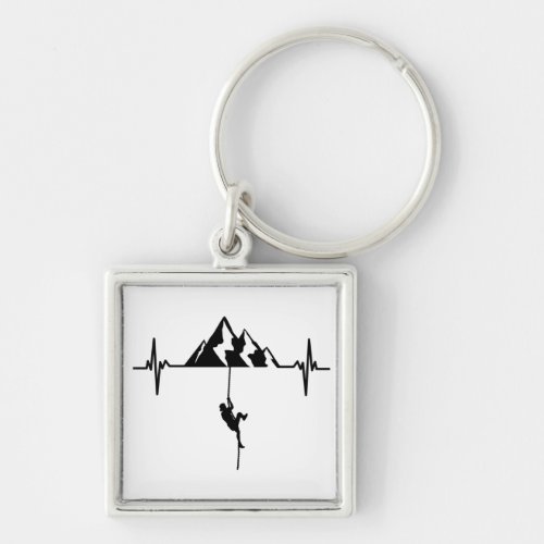 Canyoning Rock Climbing Heartbeat Keychain