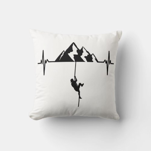 Canyoning Rock Climbing Heartbeat Throw Pillow