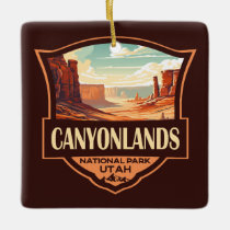 Canyonlands National Park Illustration Retro Ceramic Ornament